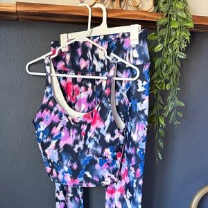 Old Navy Active Yoga Set Leggings & Longline Bra Colorful Large
